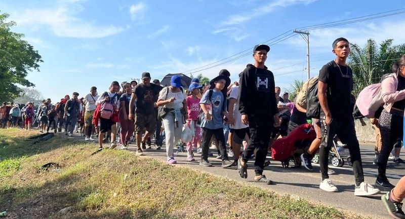 Llega caravana viacrucis migrante al municipio de Huixtla Chiapas